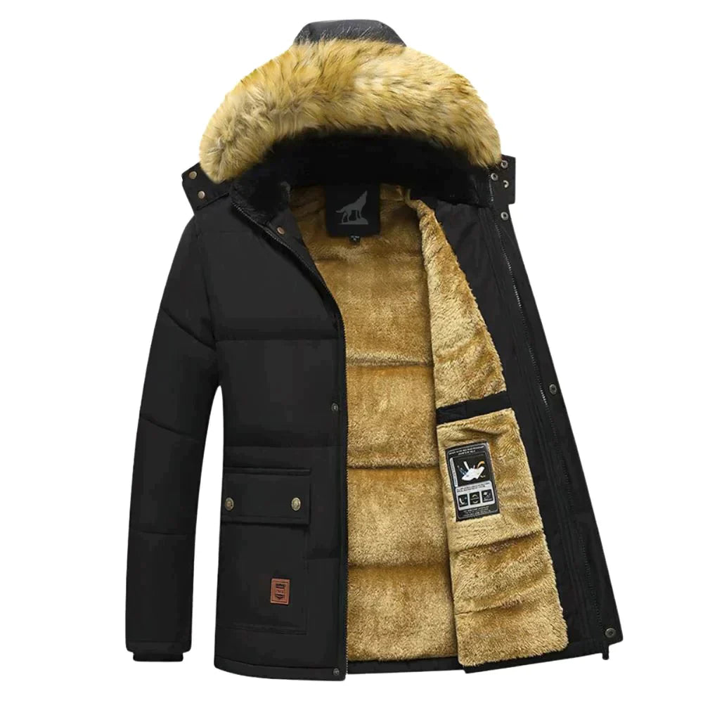 Burkard - Herren Winterparka mit abnehmbarer Kapuze Schwarz