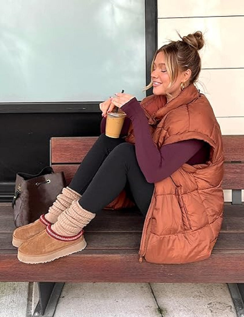 Damiana - Lockere Gefütterte Damen Winterweste mit Reißverschluss