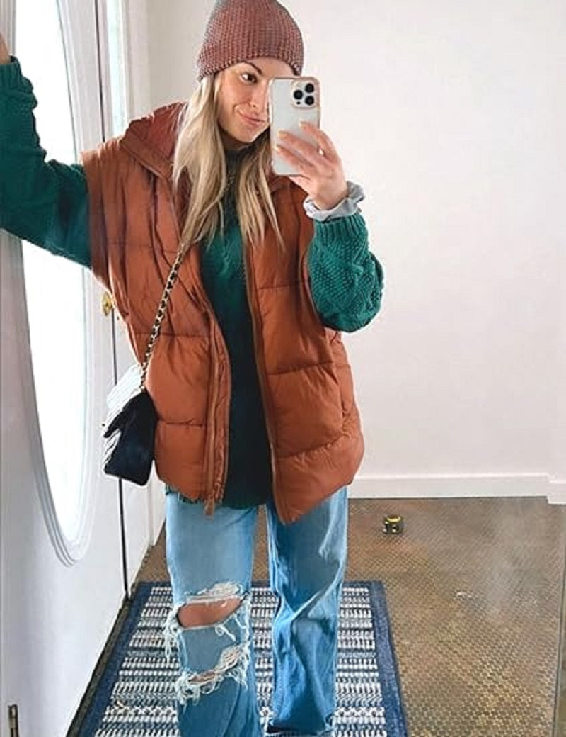 Damiana - Lockere Gefütterte Damen Winterweste mit Reißverschluss