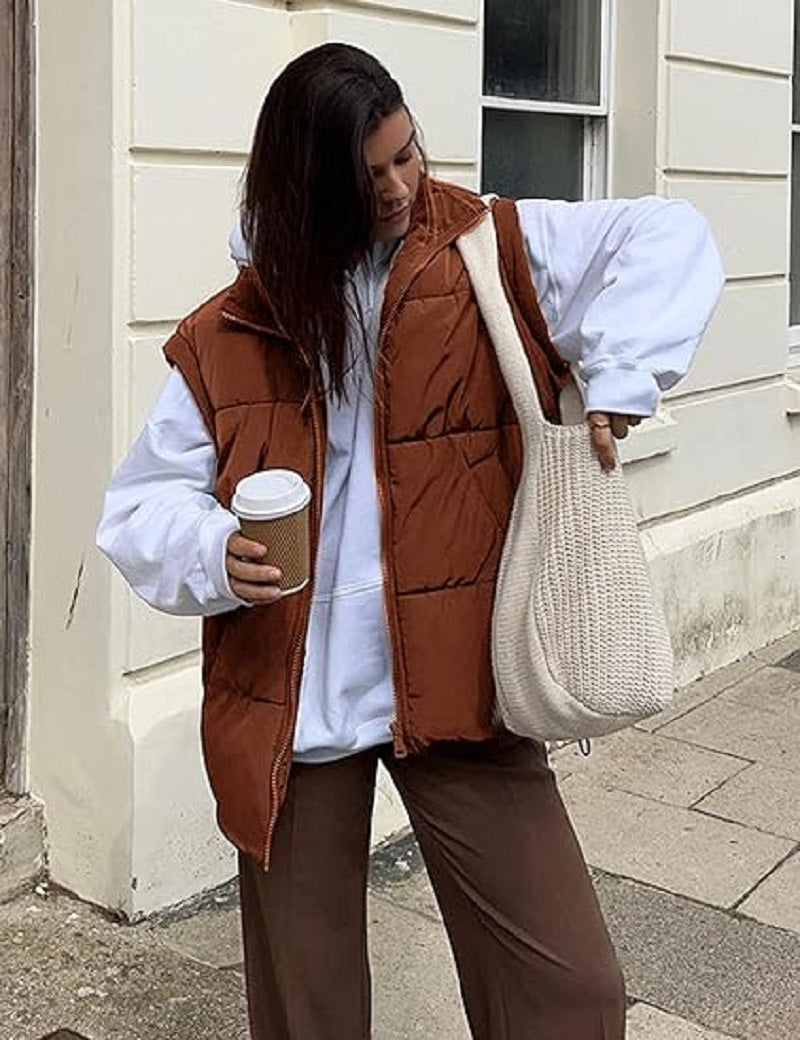 Damiana - Lockere Gefütterte Damen Winterweste mit Reißverschluss