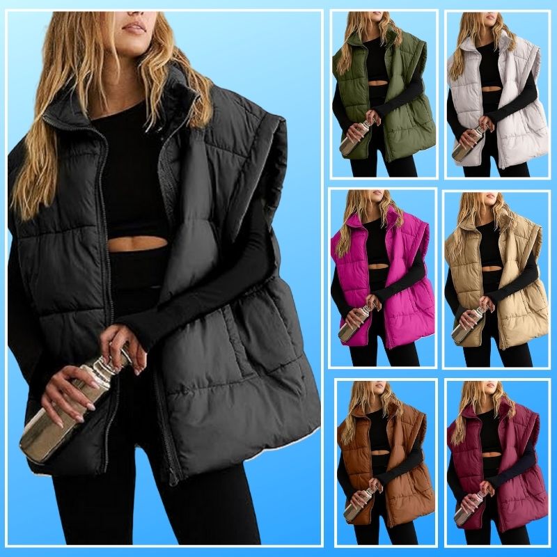 Damiana - Lockere Gefütterte Damen Winterweste mit Reißverschluss