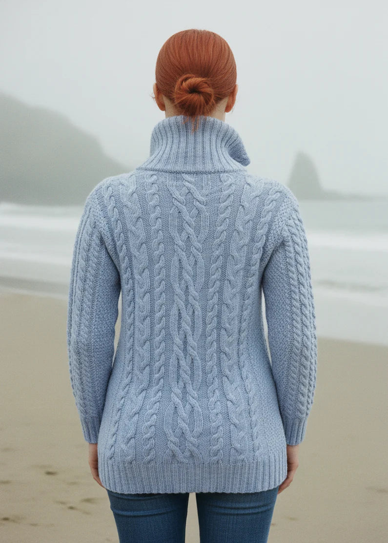 Caroline - Claddagh Reißverschluss-Cardigan für Damen Himmelblau