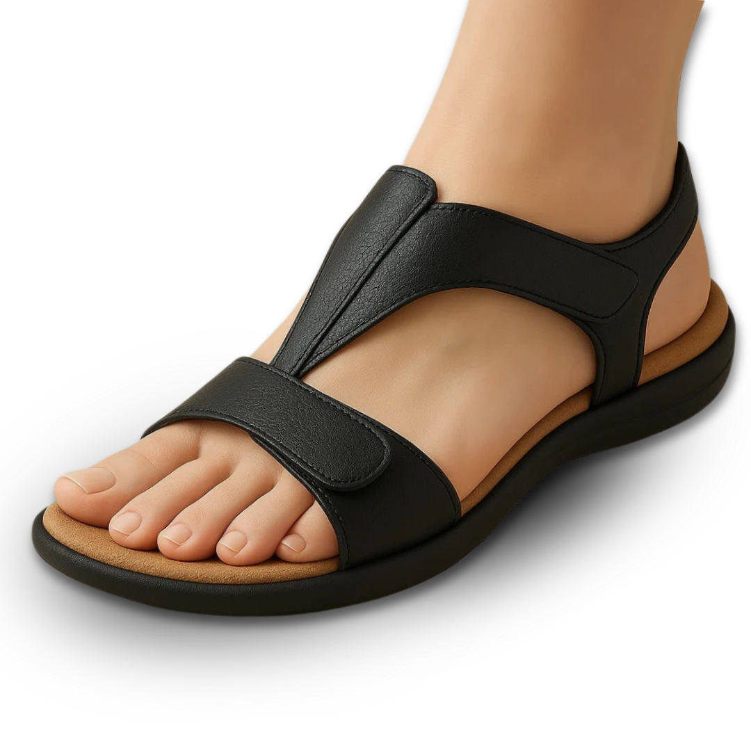 Charlene – Orthopädische Damen-Ledersandalen aus Premium-Material Schwarz