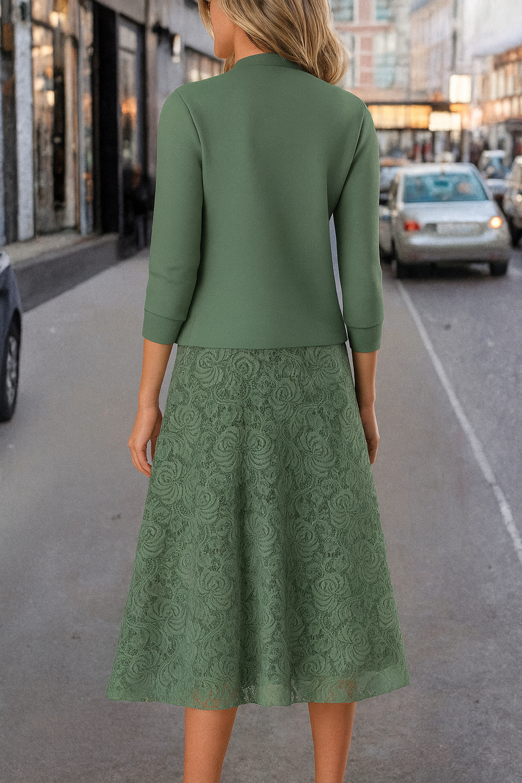 Freya – Frisches grünes Midikleid mit Jacke