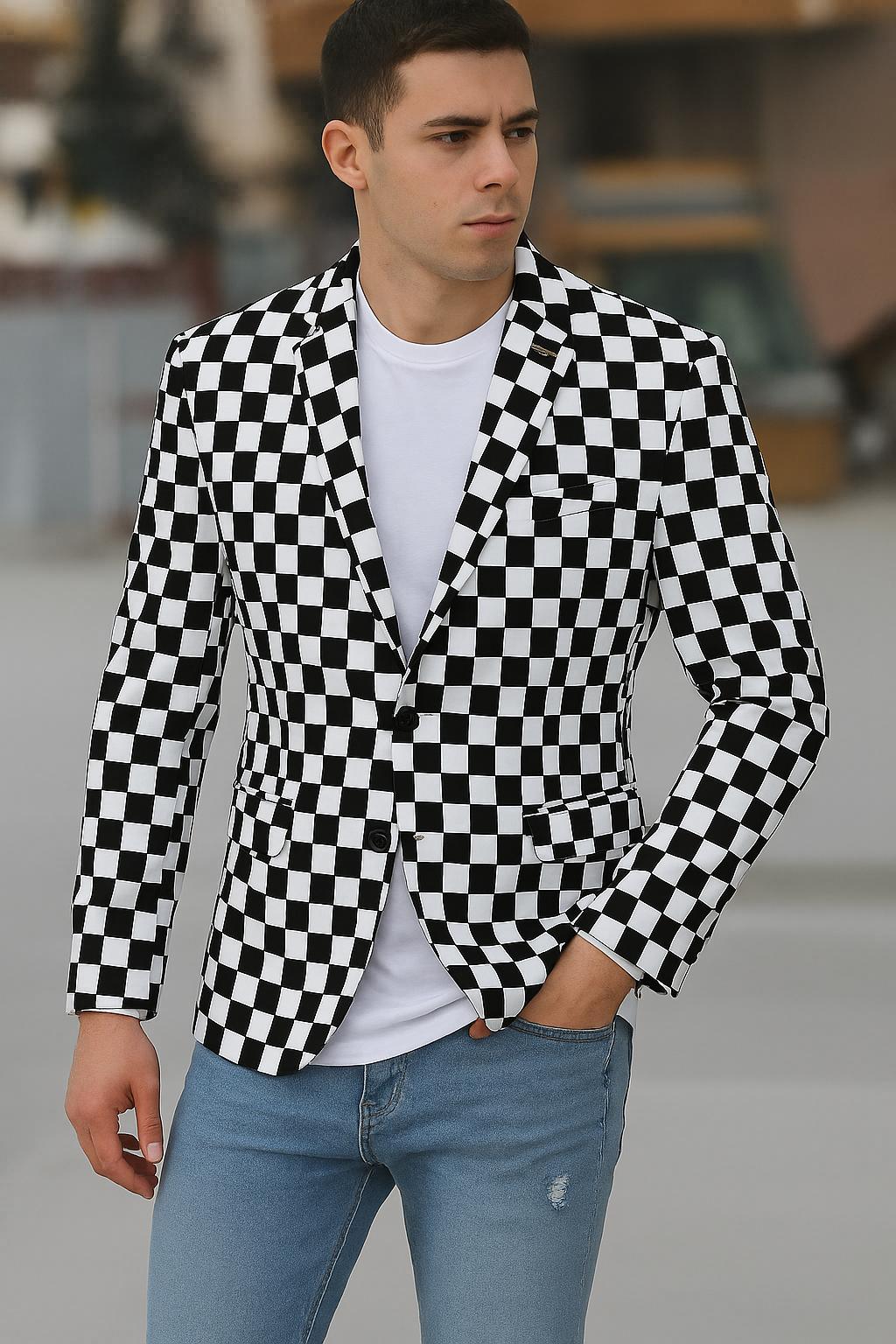 Jovan - Elegante Anzugjacke mit Schachbrettmuster für Herren