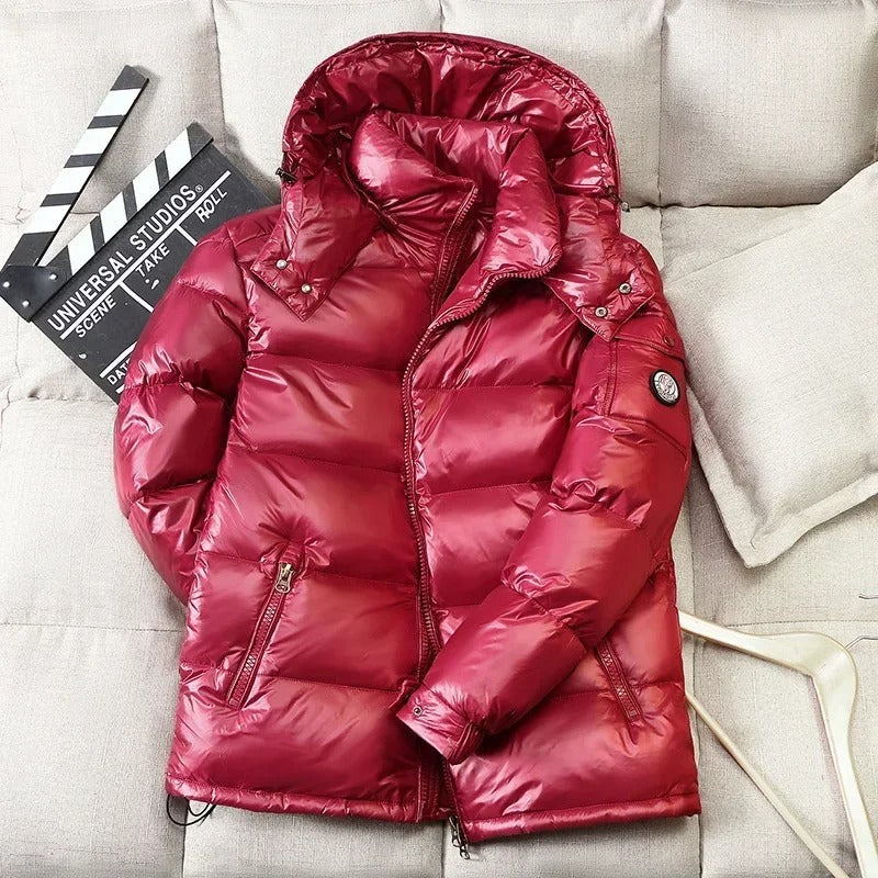 Christiana - Herren Kurze Daunenjacke Mit Kapuze Rot