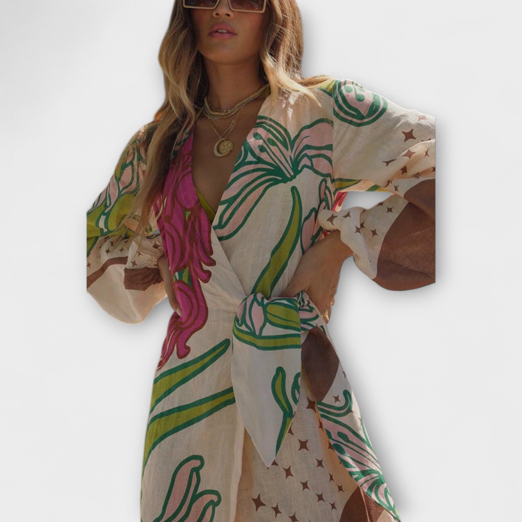 Corinna - Bindetunika Maxikleid Beige 2