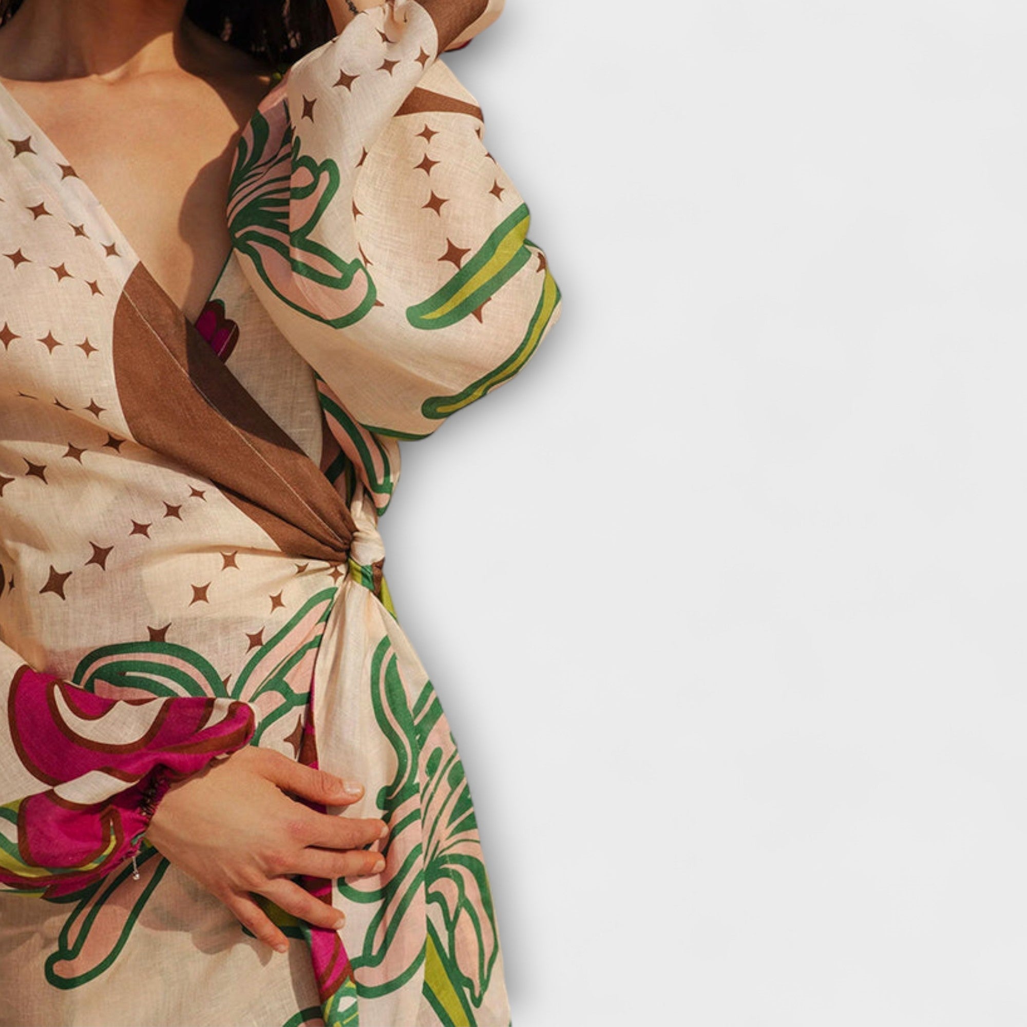 Corinna - Bindetunika Maxikleid Beige 3