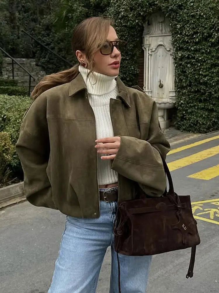 Nicolina - Damen Übergangsjacke im Vintage-Motorradstil