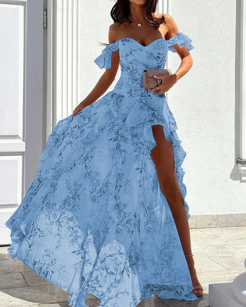 Daria – Elegantes Kleid mit Blumenmuster Blau