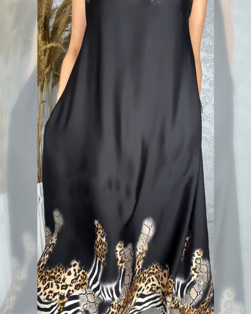 Elisabetta- Kleid Personalisiert Leopardenmuster Schwarz 2