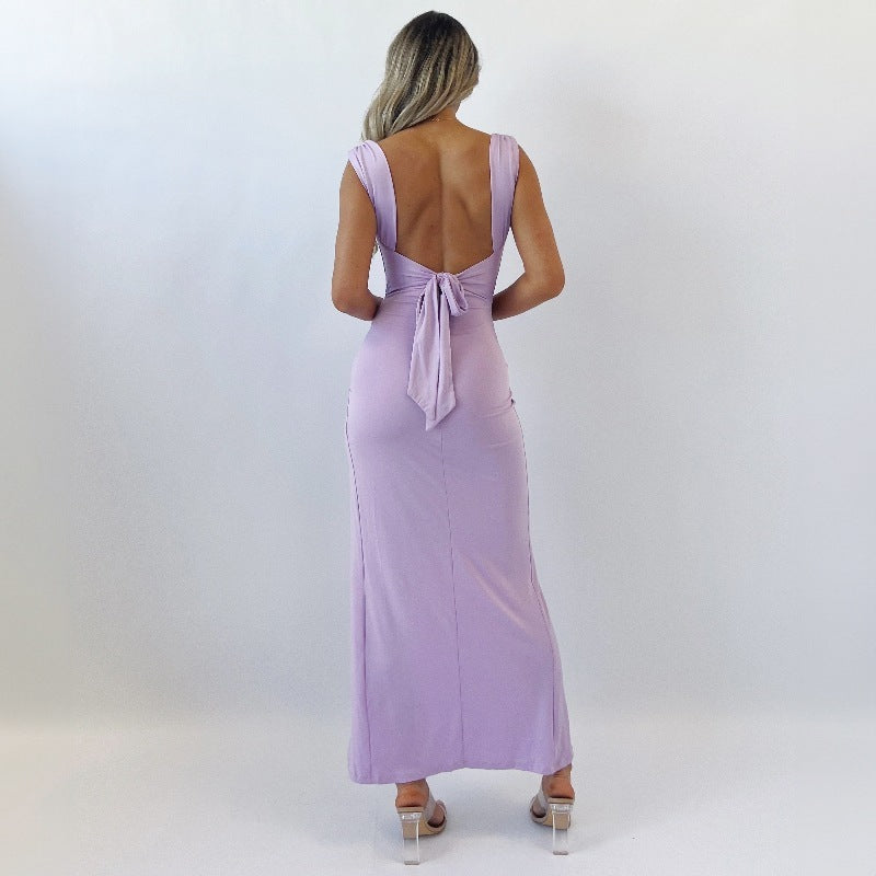 Emmely – Damen Midikleid mit Rundhalsausschnitt Lila 2