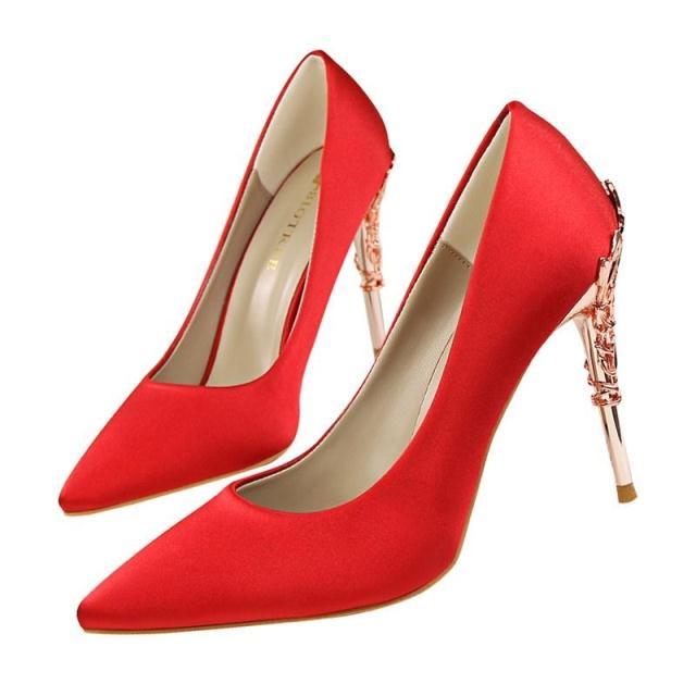 Ernestine - Elegante Damen Pumps für Hochzeit und besondere Anlässe mit Metallabsatz Rot