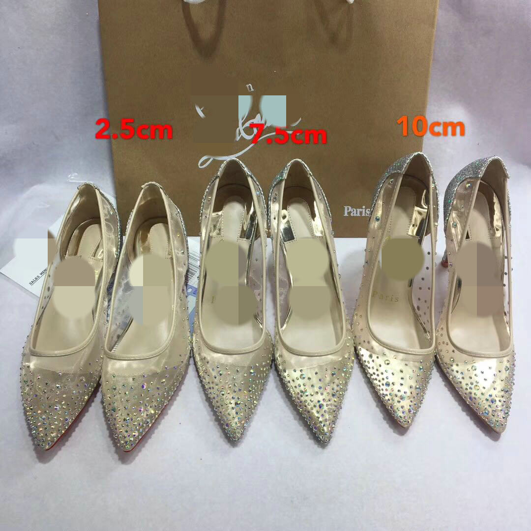 Ethelinde – Transparente Damenschuhe mit Strassapplikation Silber