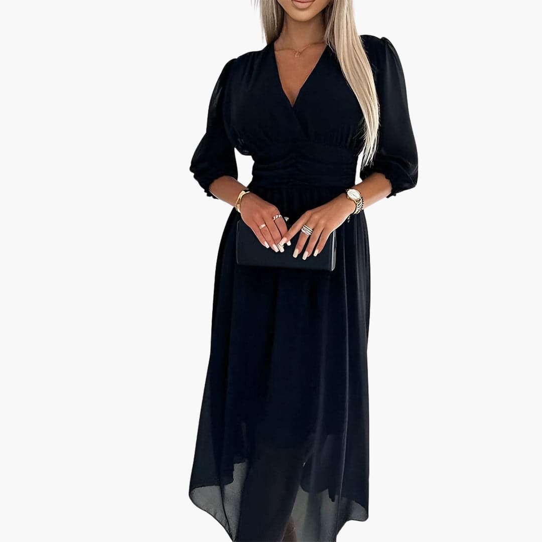 Eustachia - Luftiges Damen Sommerkleid elegant Schwarz