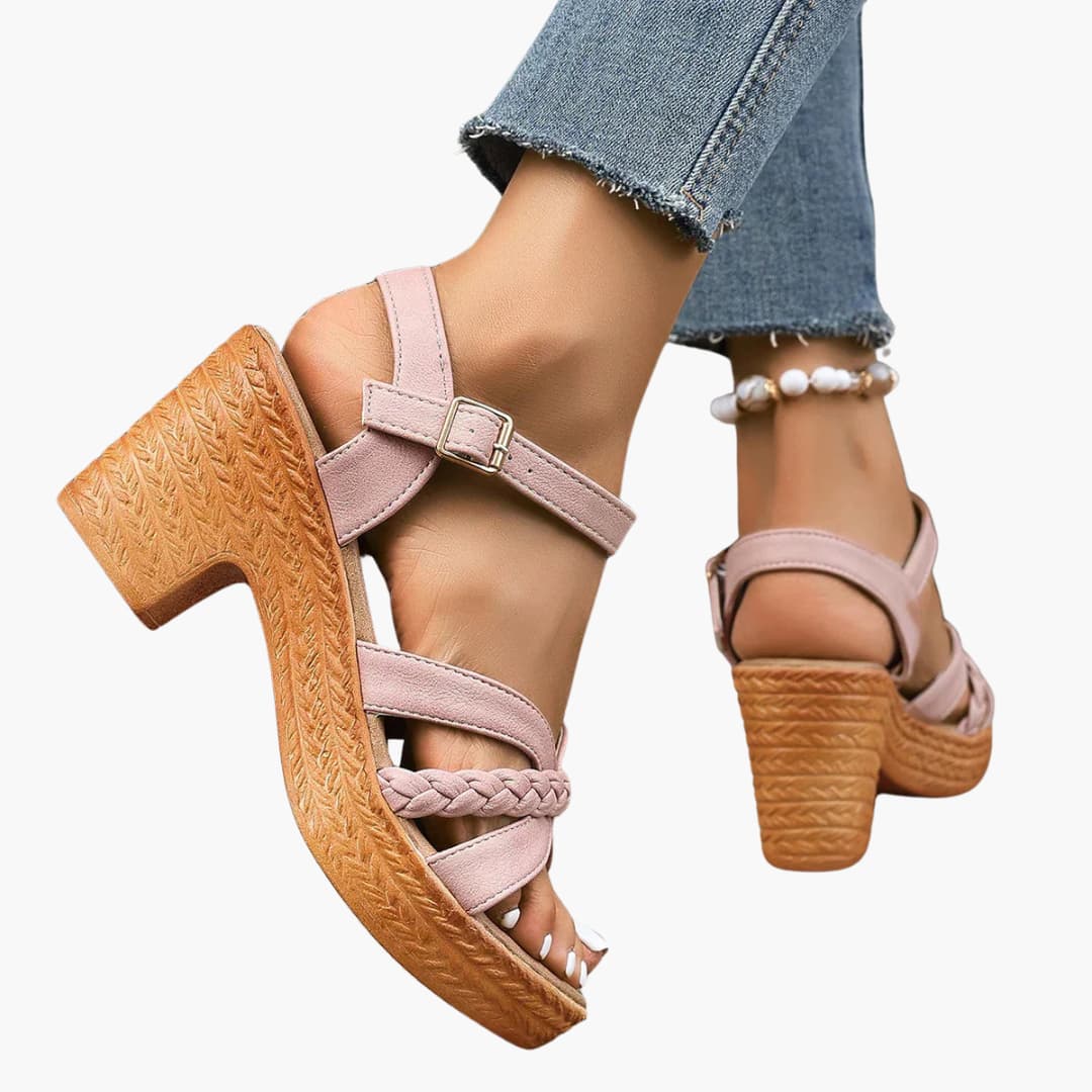 Evania - Orthopädische Keilsandalen mit Fußbett Rosa