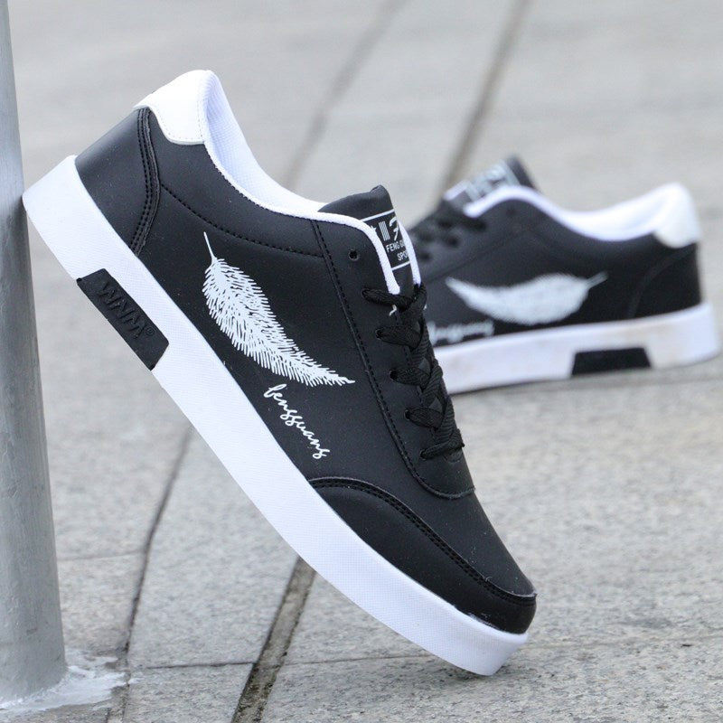 Eymen - Herren Sneaker mit Feder-Print Weiß Schwarz