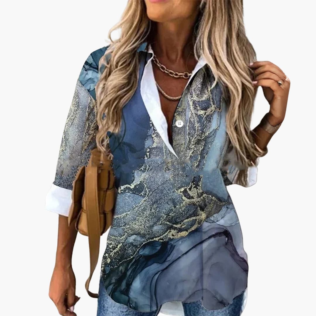 Felizia - Casual Bluse für Damen mit Blumenmuster - Locker & Elegant Dunkelgrau