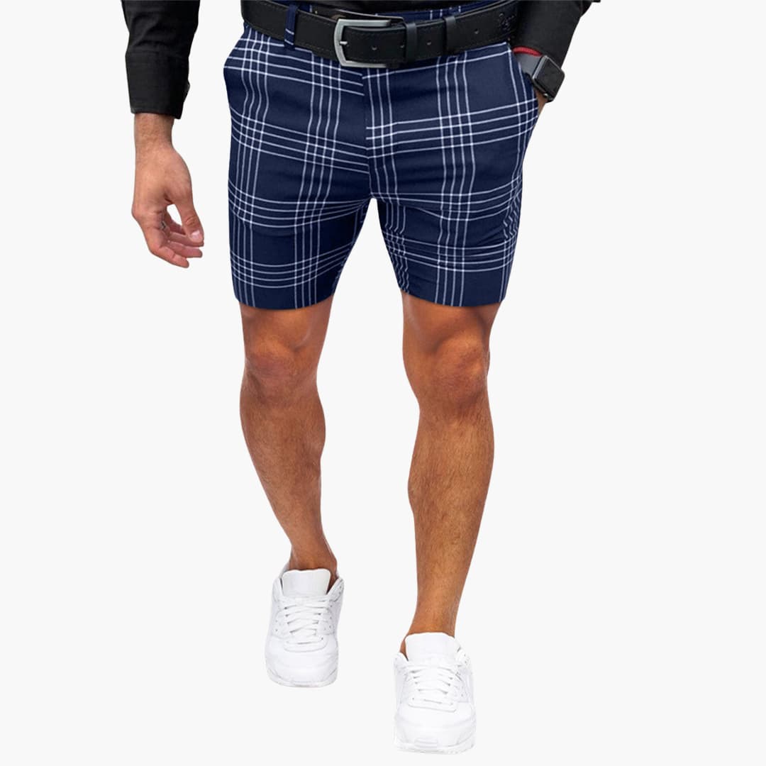 Fenix - Herren Shorts mit Karomuster und Seitentaschen für Sommer Blau