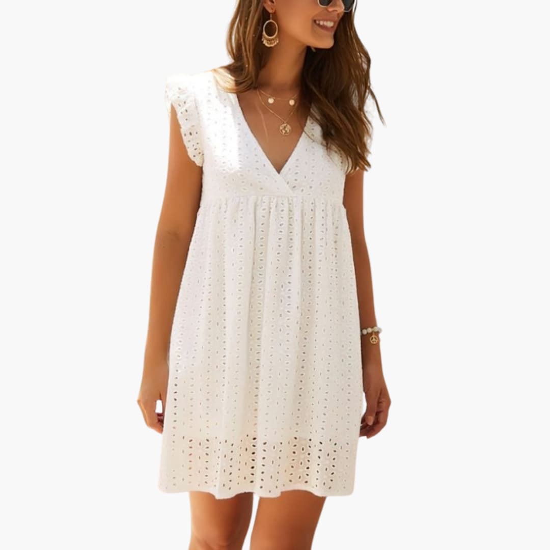 Filina - Sommerkleid Damen Freizeitkleid Weiß