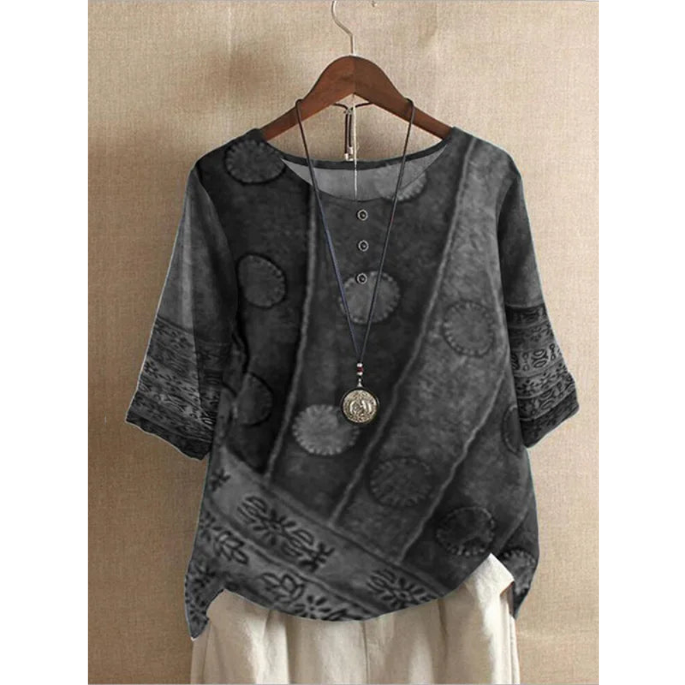 Flóra- Gekleurde Boheemse top Grau