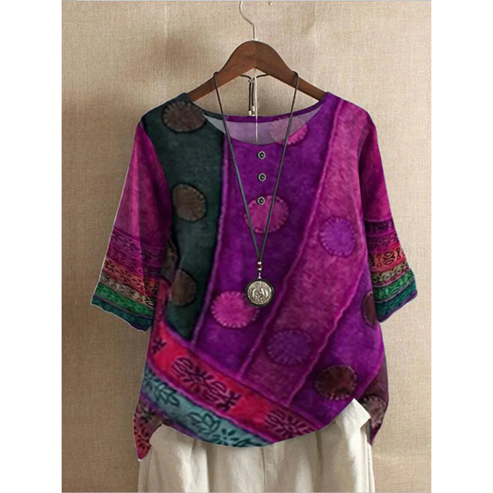 Flóra- Gekleurde Boheemse top Violett