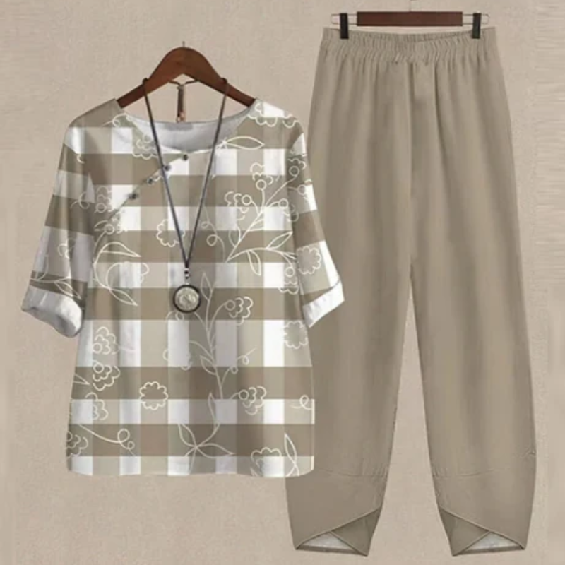 Florinda – Leichtes Damen Sommer Outfit im Set Grau