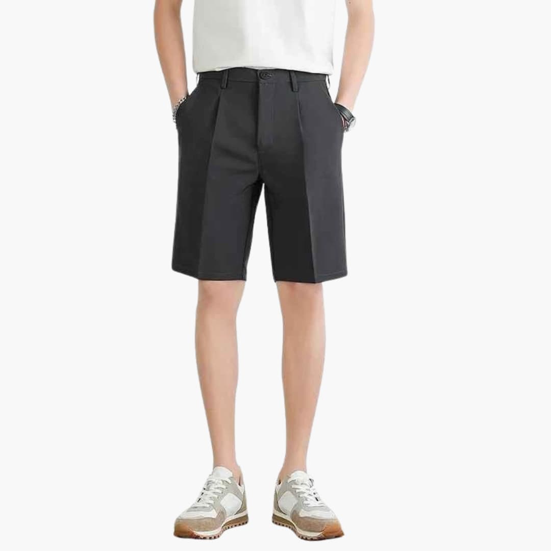 Franziskus - Herren Sommer Shorts mit Bundfalten Reißverschluss und Slim Fit Dunkelgrau