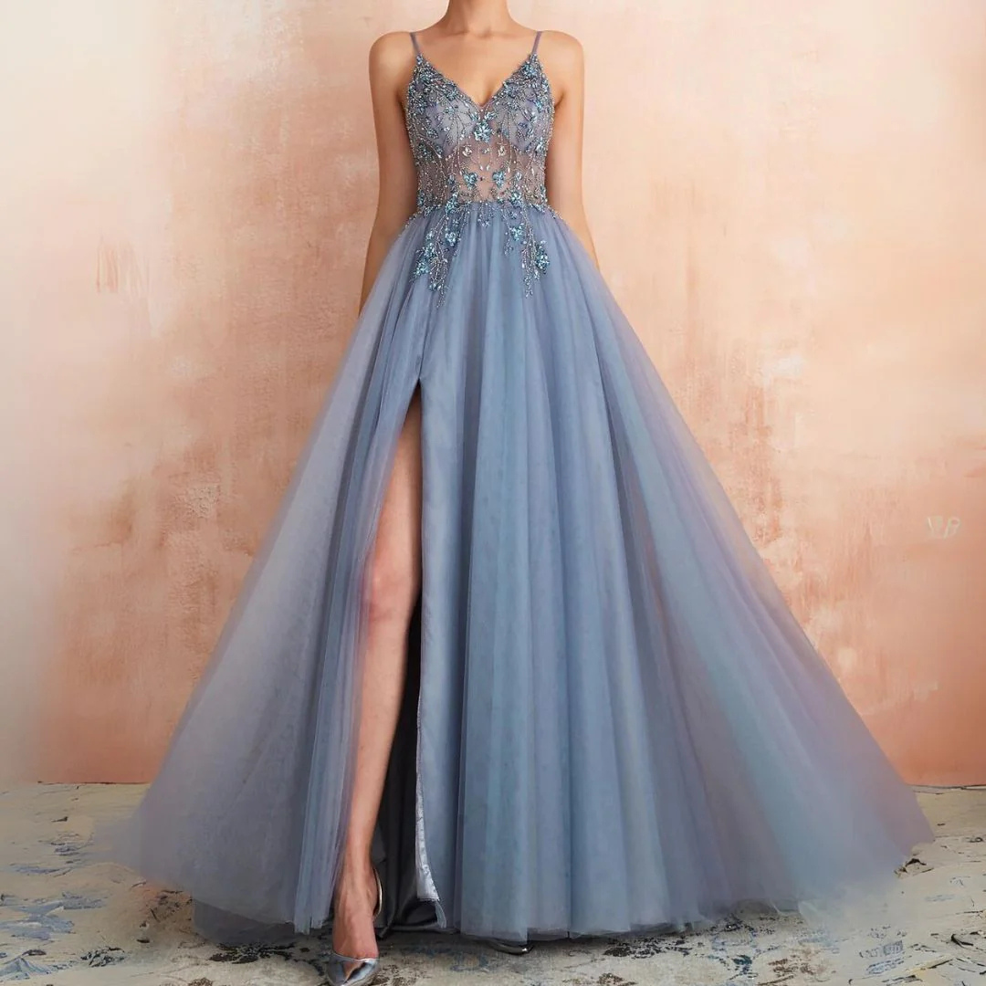 Frayana - Hochzeitsgast Abendkleider Maxi Blau