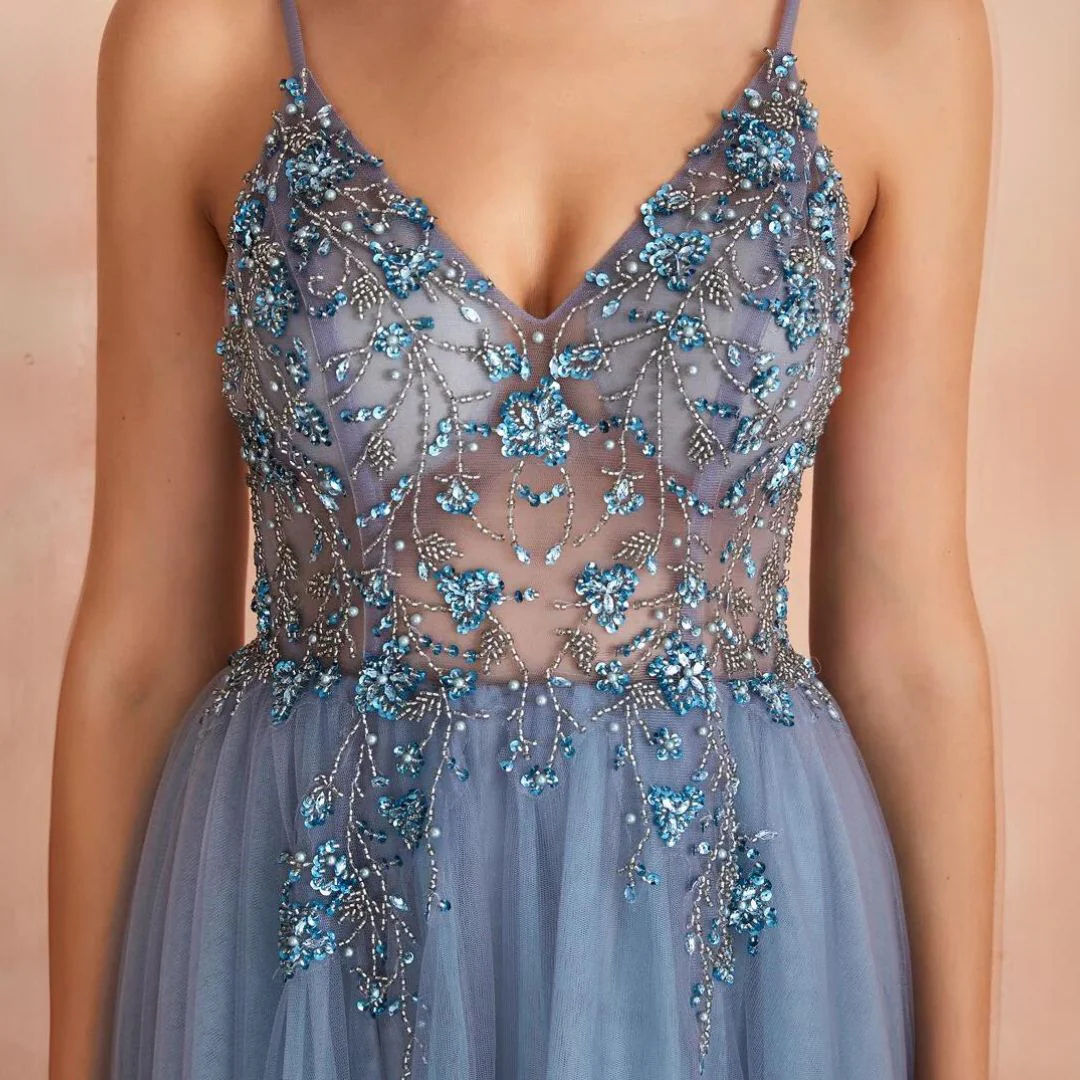 Frayana - Hochzeitsgast Abendkleider Maxi Blau