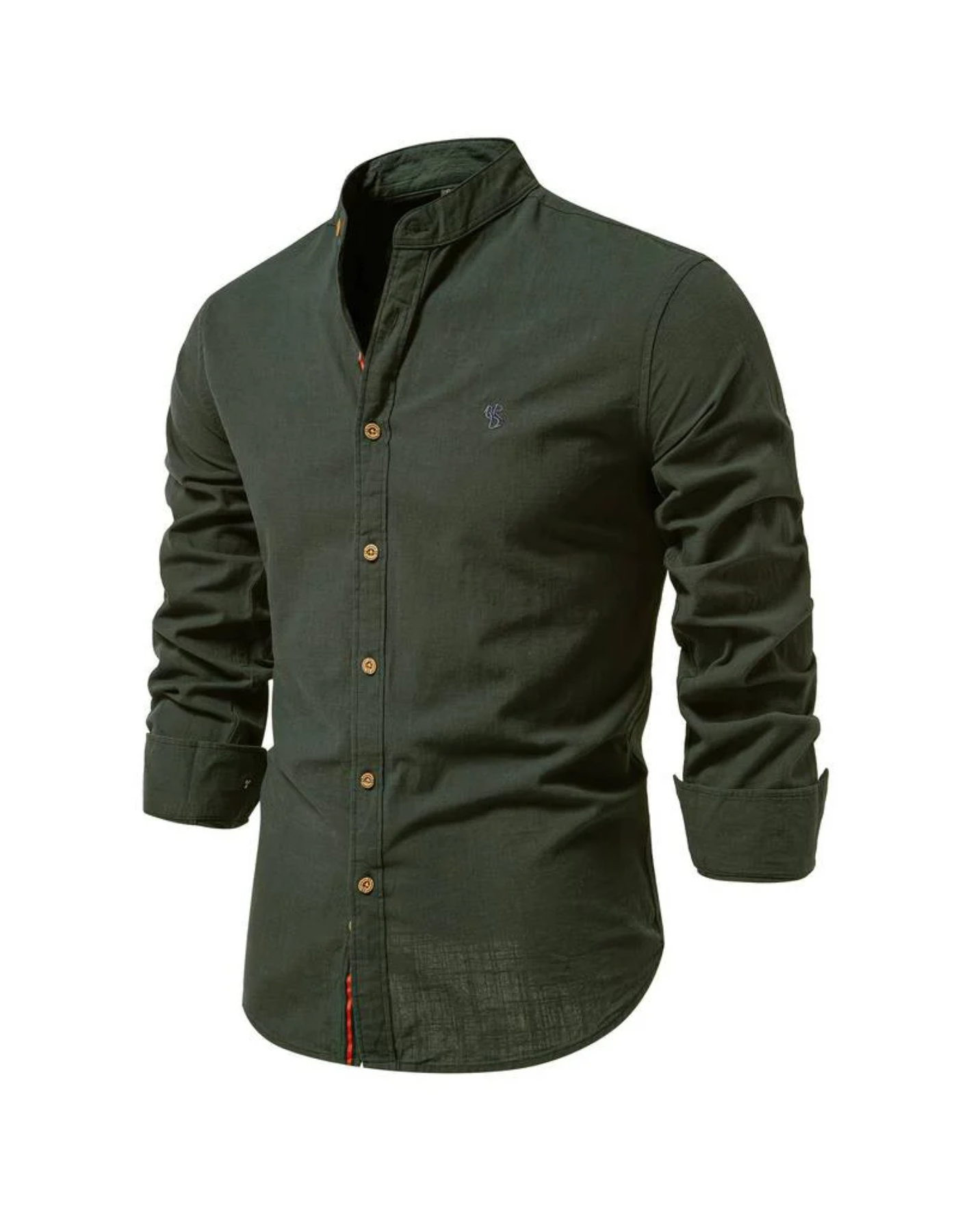 Galien – Herren Slim-Fit Langarmhemd Armeegrün