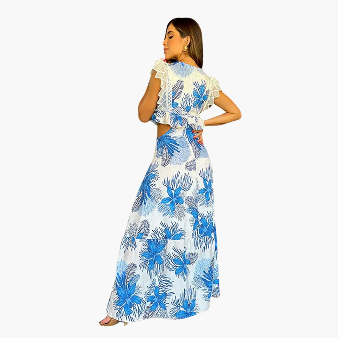 Gerda – Modisches Spitzen-Maxikleid für den Abend Blau