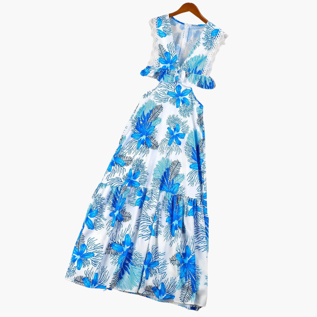 Gerda – Modisches Spitzen-Maxikleid für den Abend Blau