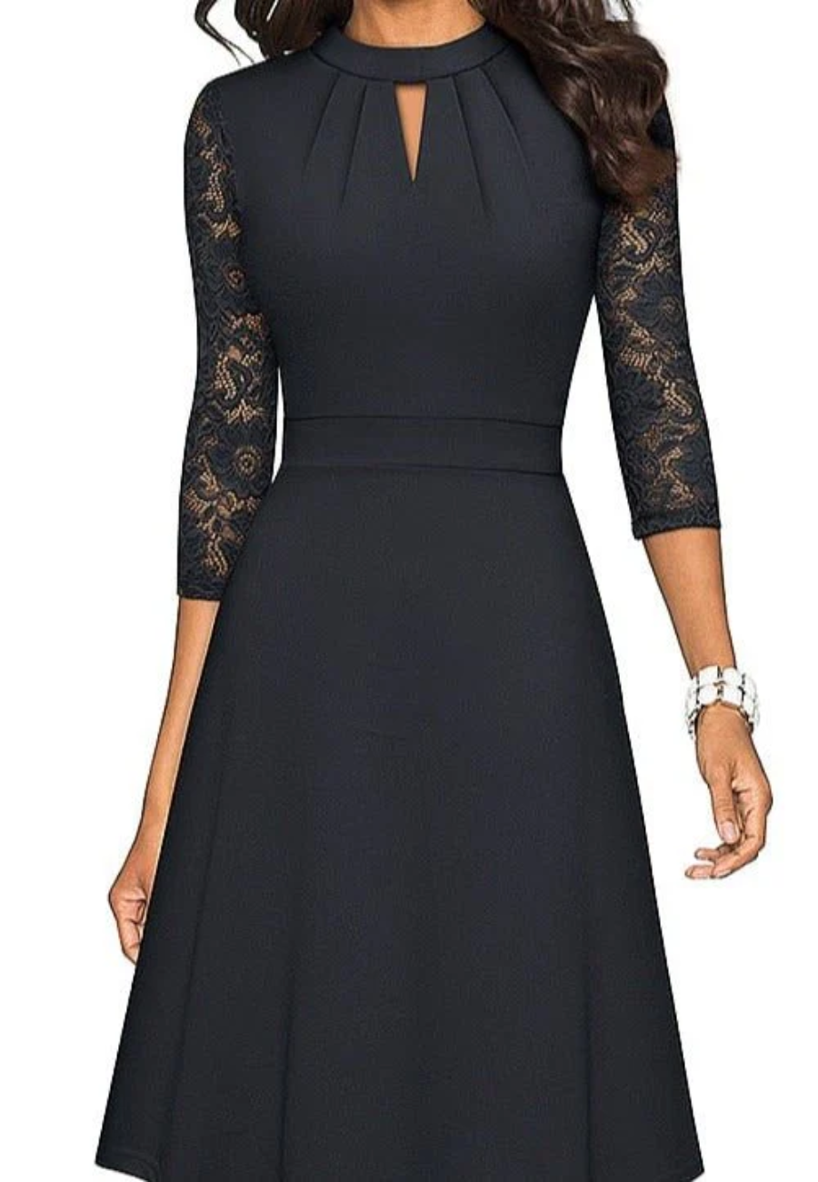 Griselda – Elegantes Partykleid in Midilänge Schwarz