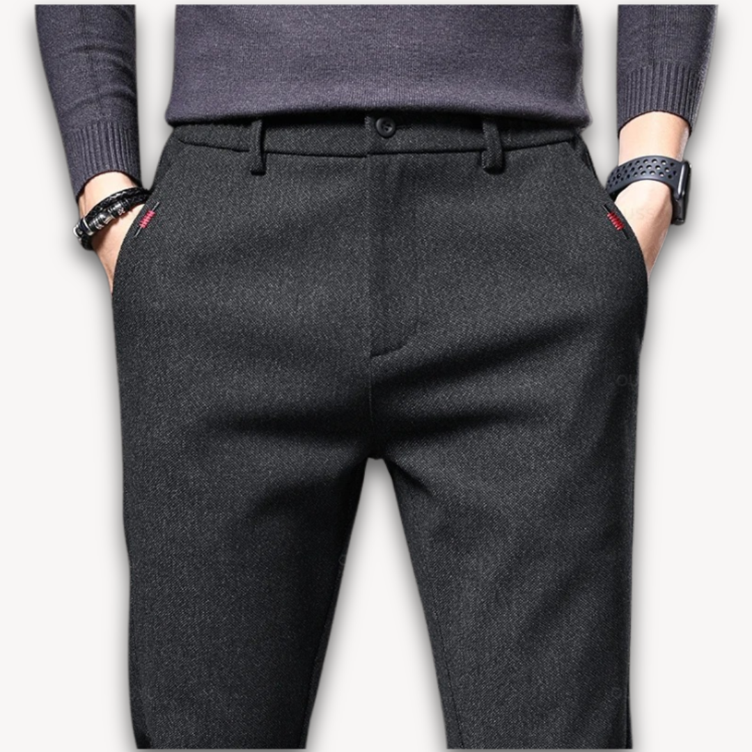 Guntar – Herren Slim Fit Hose aus Wollmischung Schwarz