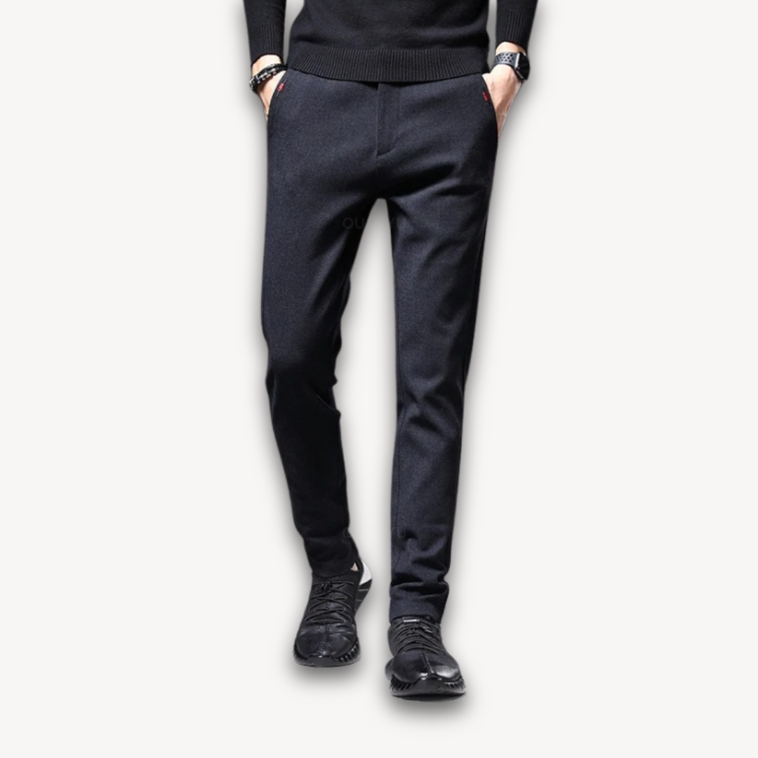 Guntar – Herren Slim Fit Hose aus Wollmischung Schwarz