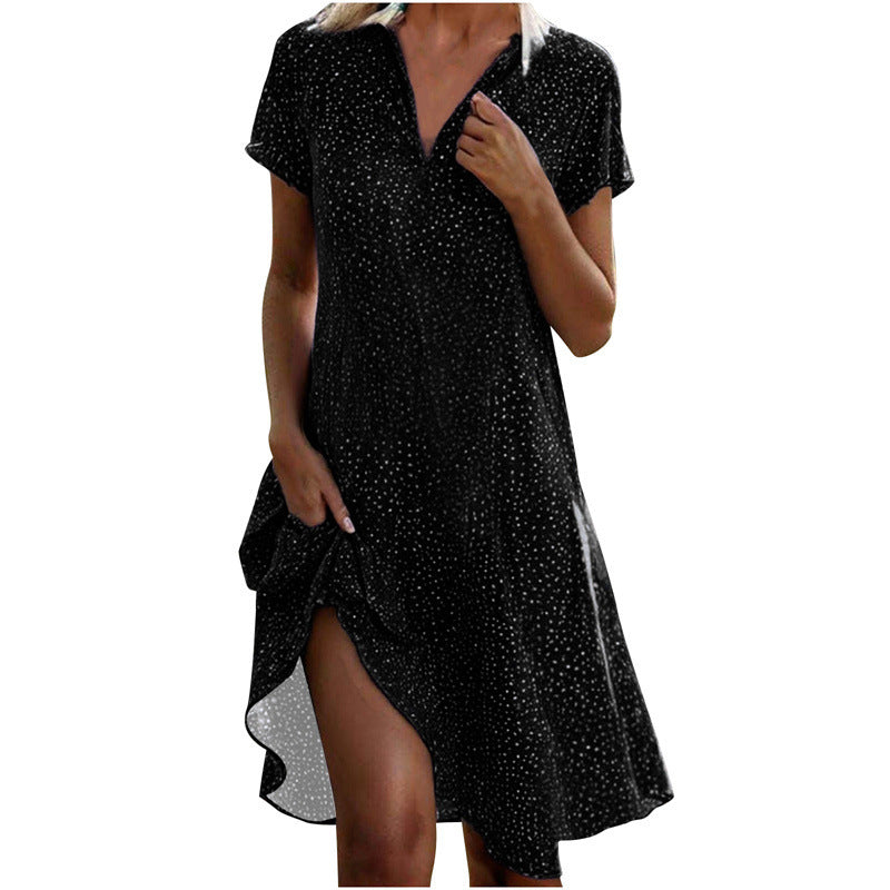 Haisley – Lockeres Hemdkleid mit Punktmuster Schwarz