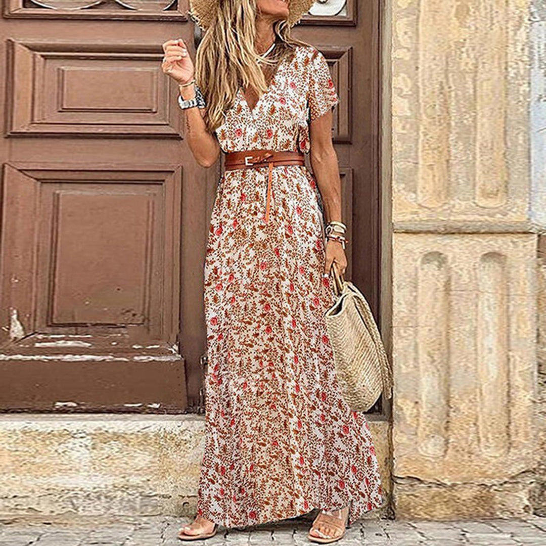 Hazel – Bedrucktes Maxikleid mit Wickelausschnitt Rot