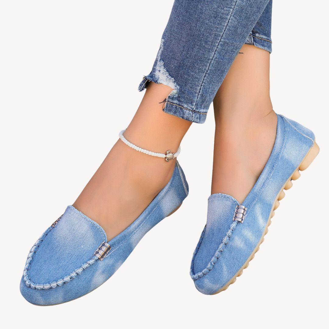 Hildburg – Damen Orthopädische Slip-On Schuhe aus Leder Blau