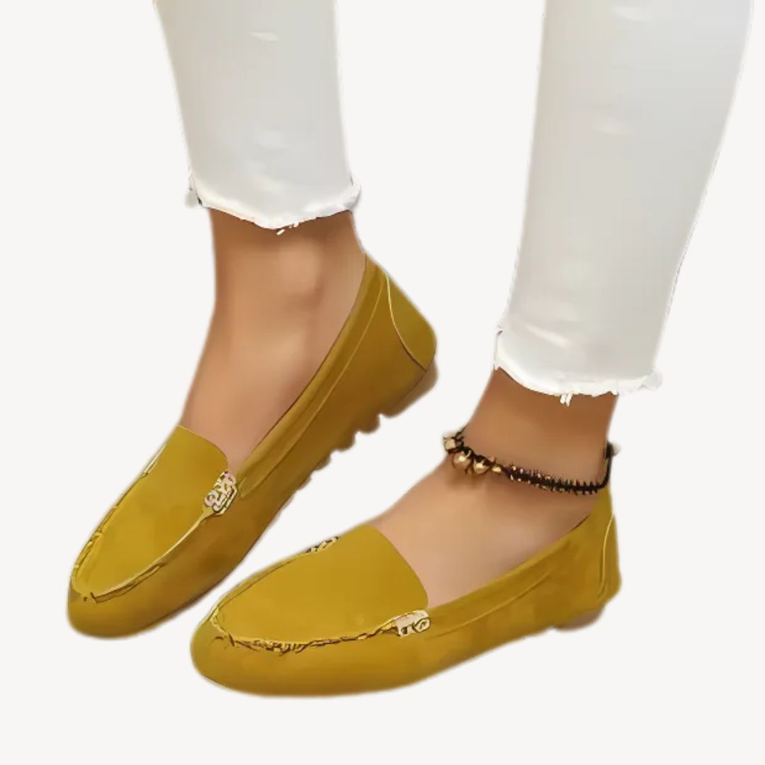 Hildburg – Damen Orthopädische Slip-On Schuhe aus Leder Gelb