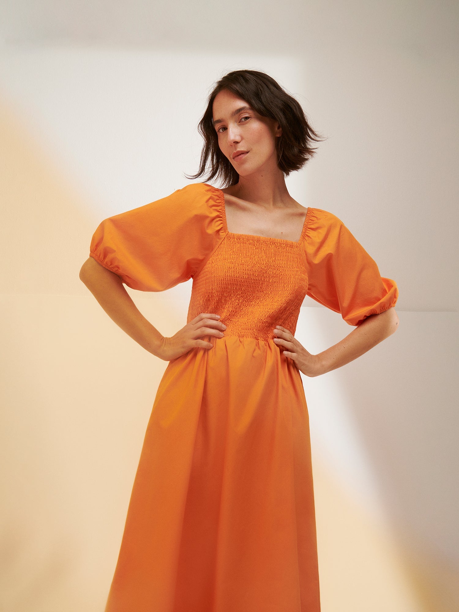 Ildiko – Fließendes Maxikleid für Damen Orange