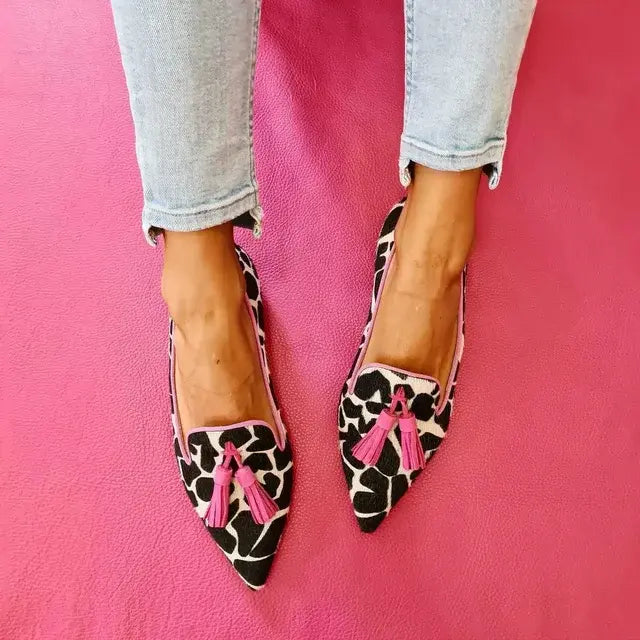 Ivana- Loafer mit Animal Print und pinken Quasten Rosa 1