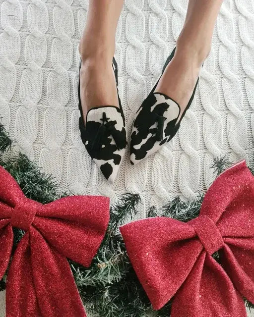 Ivana- Loafer mit Animal Print und pinken Quasten Schwarz 2