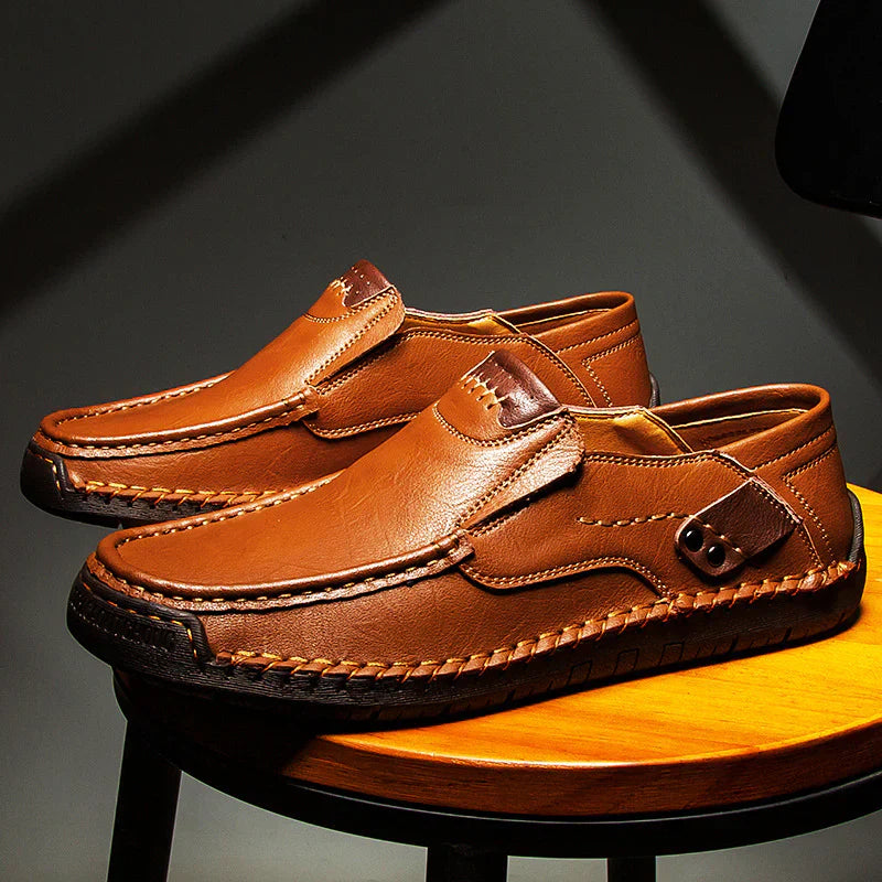 Jemy - Herren Premium Leder Loafers Gelb Braun 2