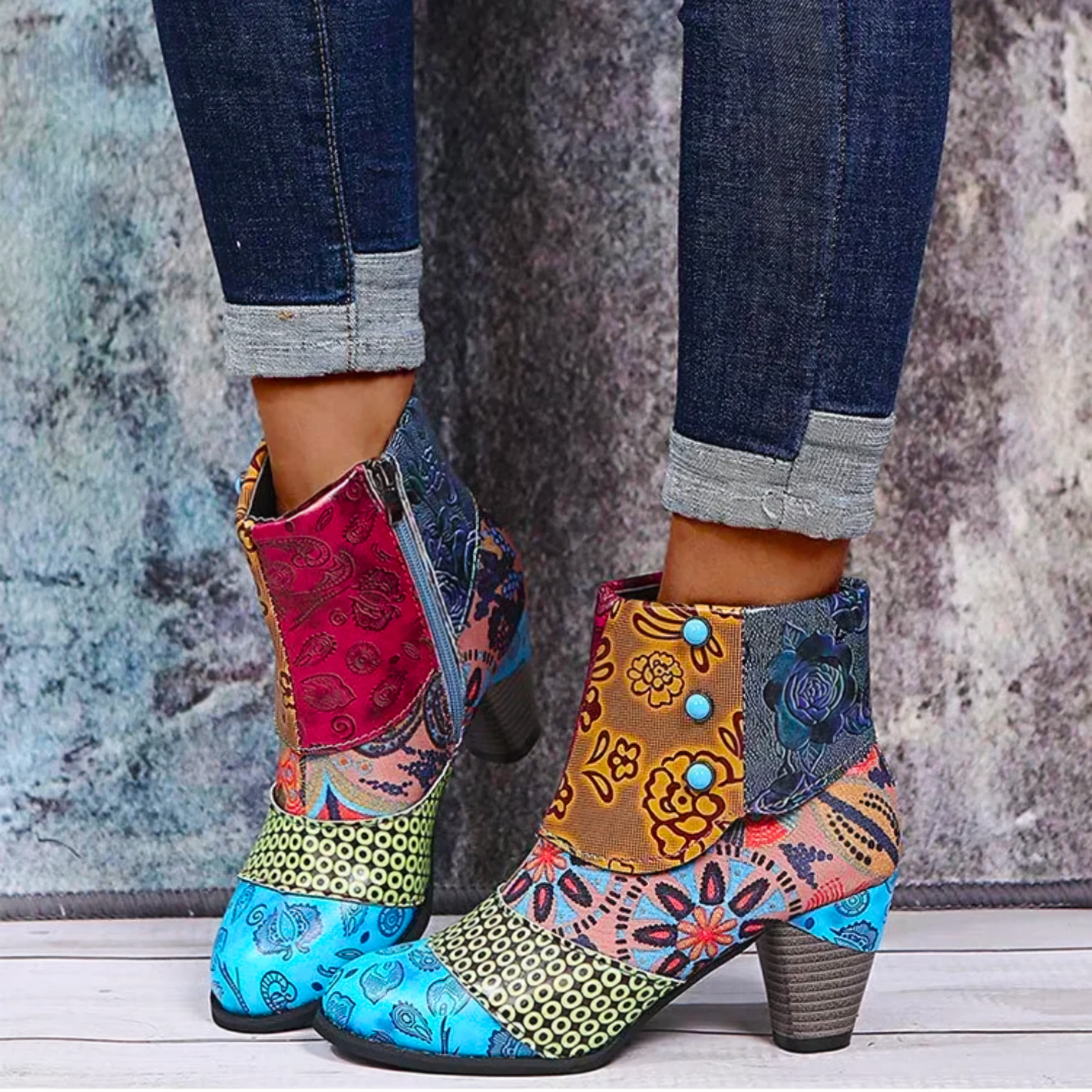 Jolina - Wasserdichte Retro-Stiefel Blau