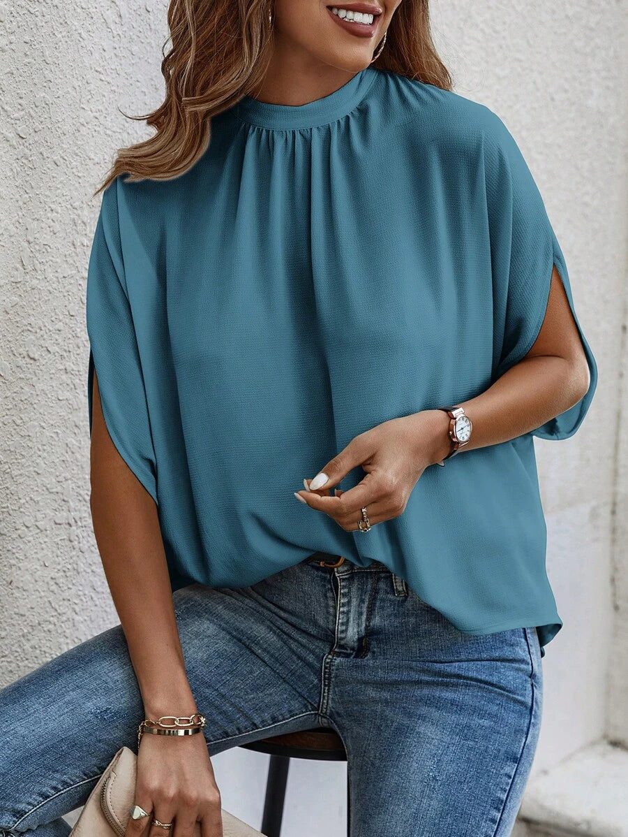 Judith – Sommerbluse Damen Stehkragen 3/4 Arm Elegant 4