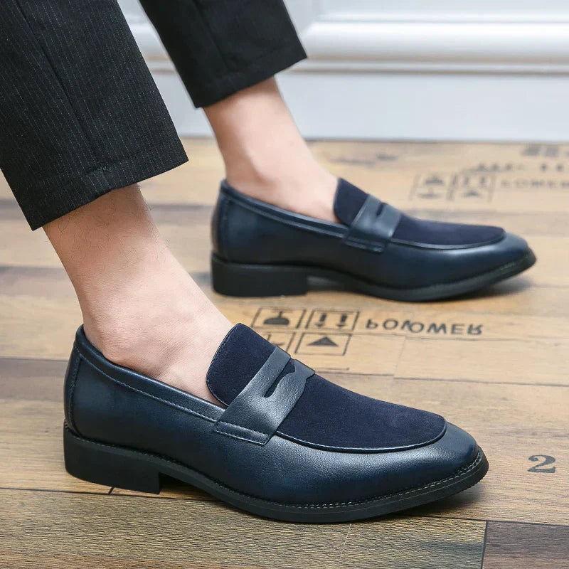 Jurgen - Elegante Loafers aus Wildleder und Leder Marineblau