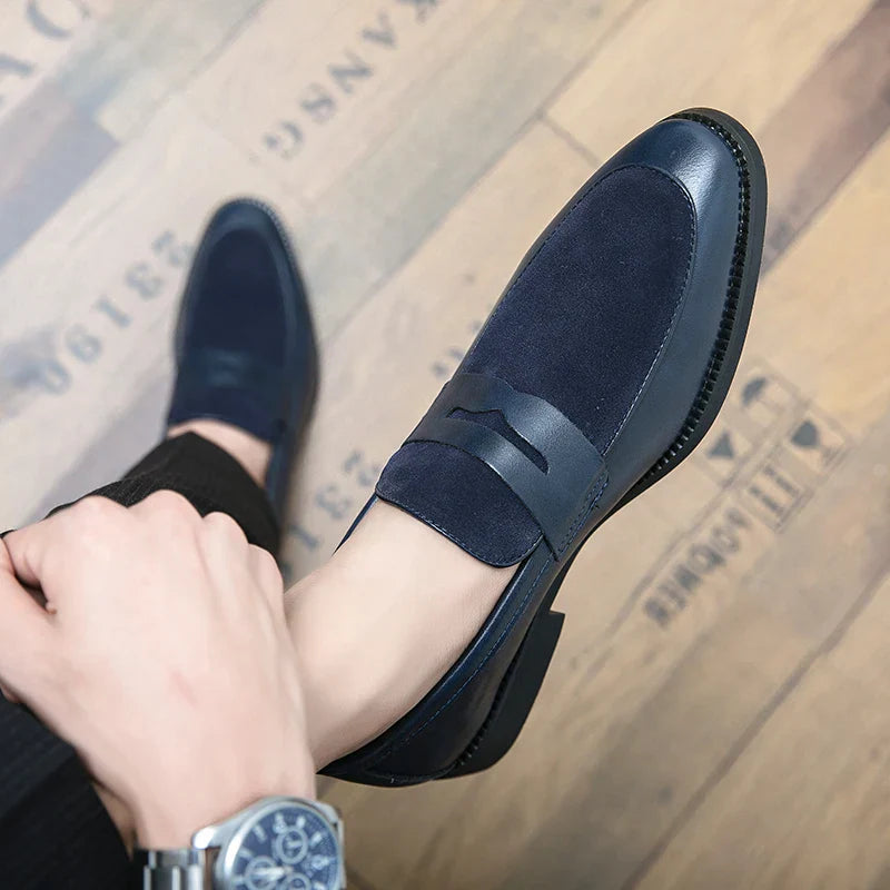 Jurgen - Elegante Loafers aus Wildleder und Leder Marineblau 2
