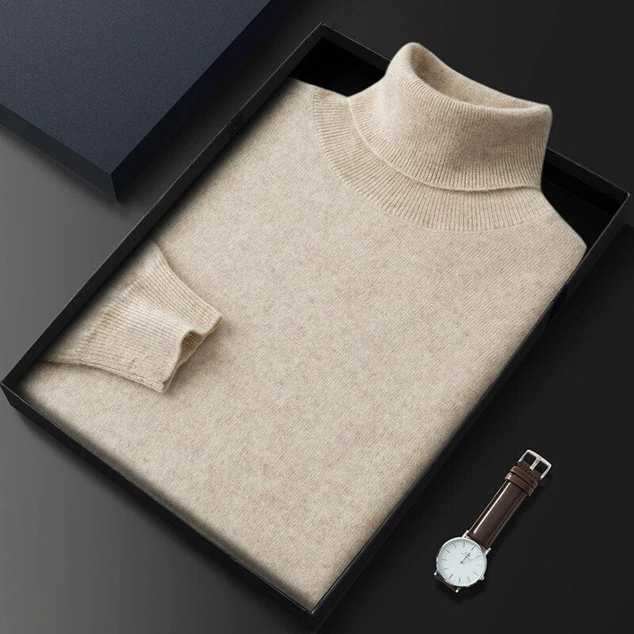 Kalle - Herren Kaschmir Rollkragenpullover Premium Beige