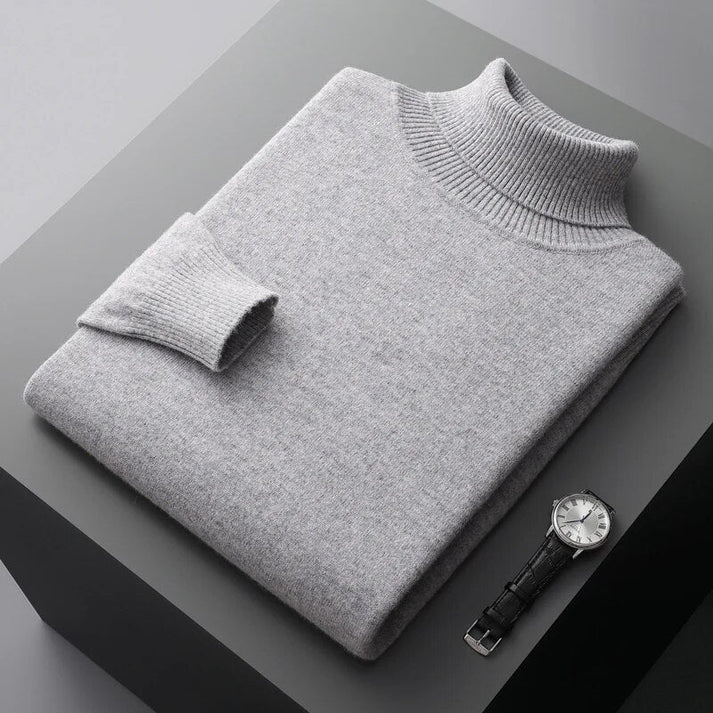 Kalle - Herren Kaschmir Rollkragenpullover Premium Grau